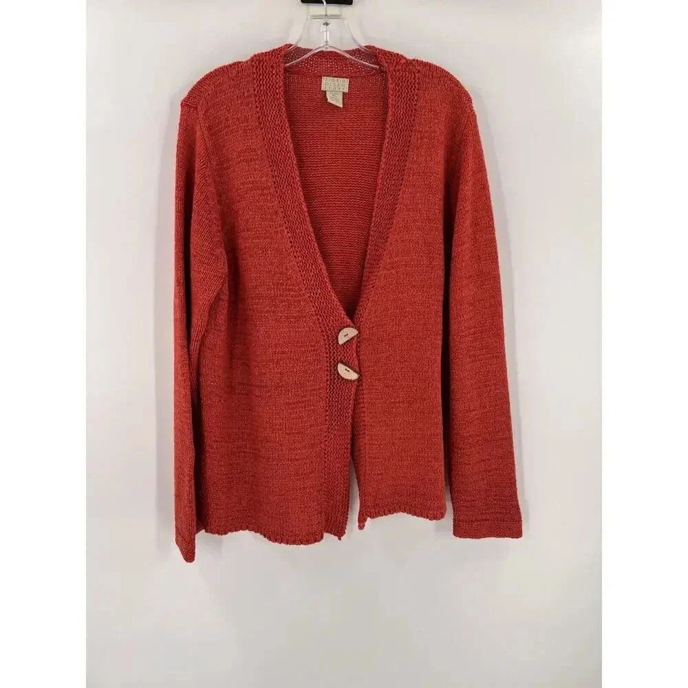 Gorgeous Sigrid Olsen Sport Loose Knit Rust Red Cardigan Petite LARGE Easy Wear